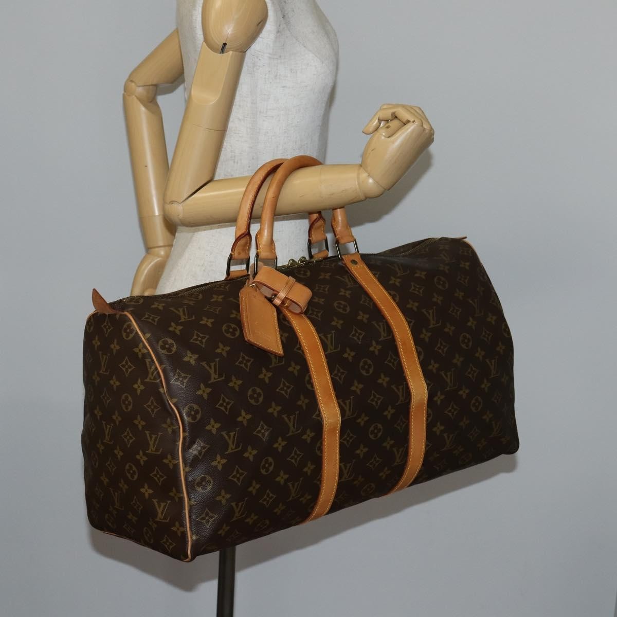 Louis Vuitton Keepall Bag Monogram Canvas, BROWN, CANVAS, Travel bag