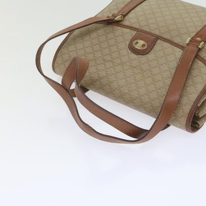 Celine Vintage Macadam Handbag Canvas and Leather, BEIGE, CANVAS, Handbag