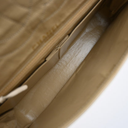 Chanel Vintage Two Tone CC Flap Bag Quilted Lambskin, BEIGE, LEATHER, Shoulder bag