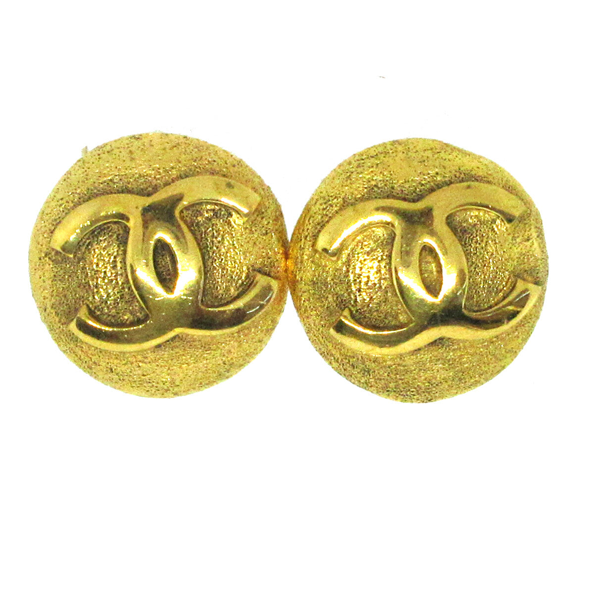 Chanel Vintage CC Round Clip-On Earrings Metal, GOLD, GOLD_PLATED, Earrings