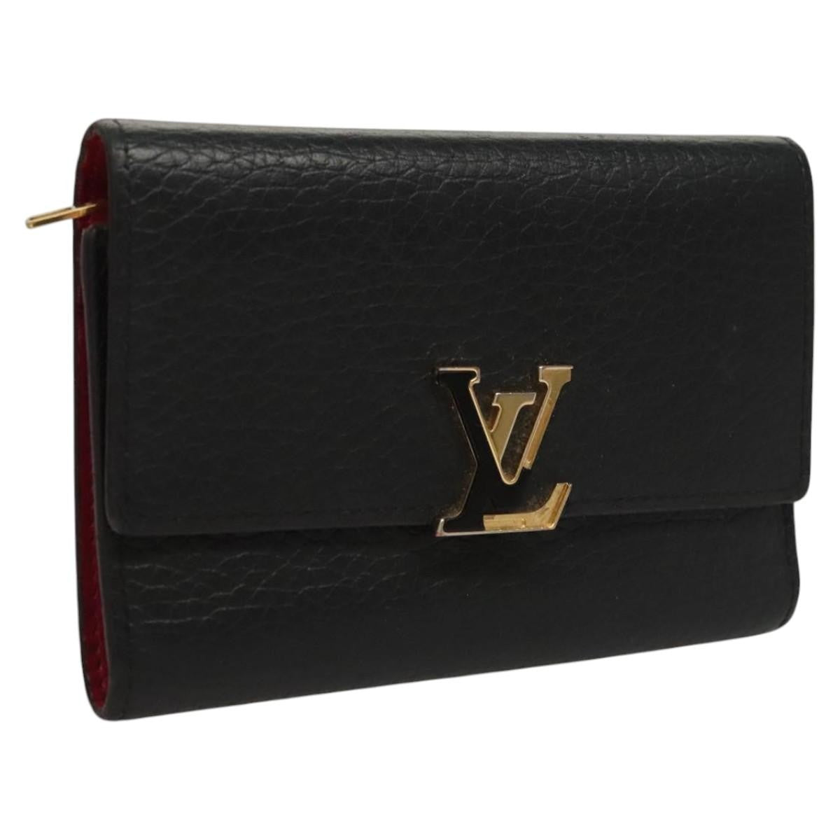 Louis Vuitton Capucines Compact wallet Leather, BLACK, LEATHER, Wallets