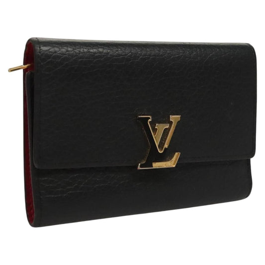 Louis Vuitton Capucines Compact wallet Leather, BLACK, LEATHER, Wallets