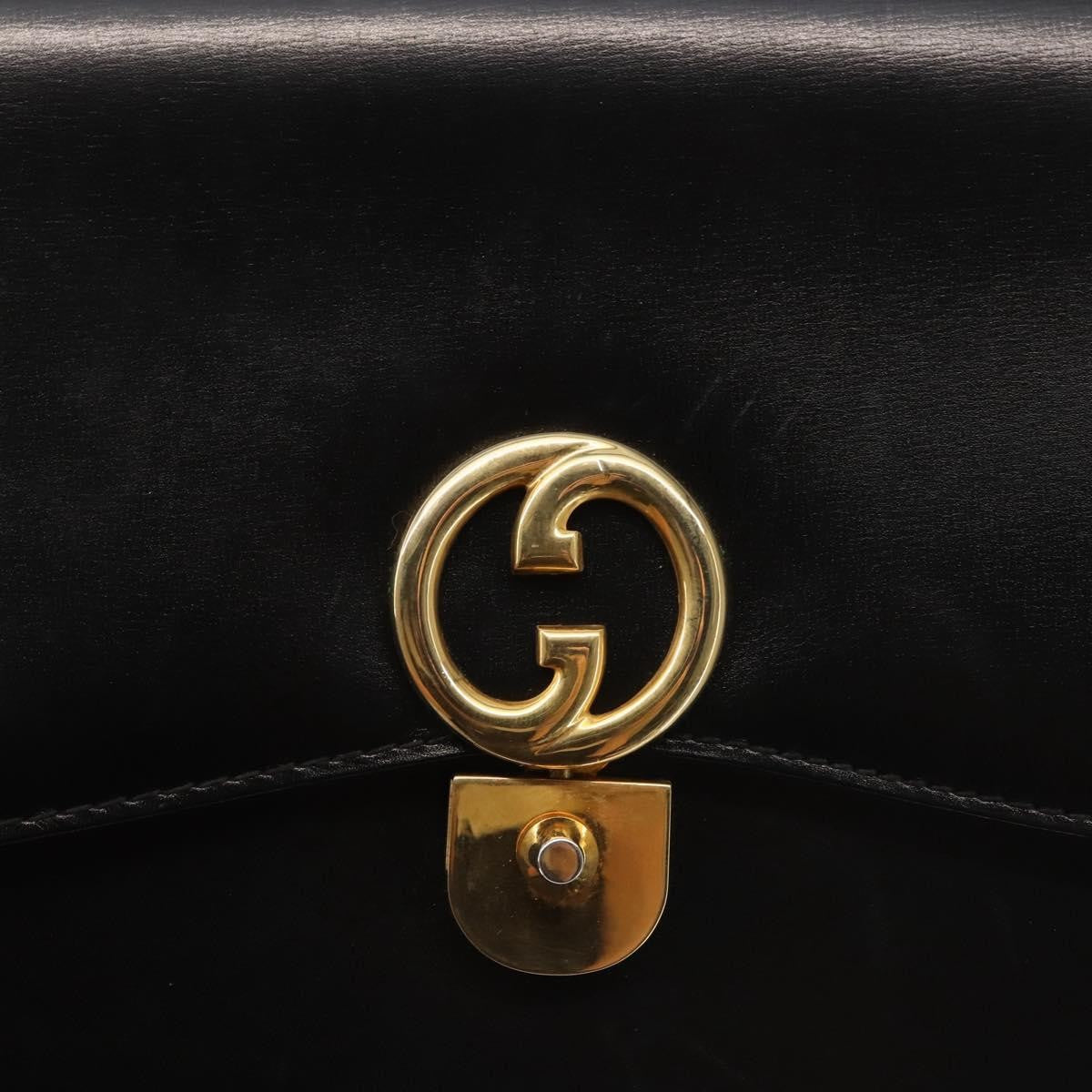 Gucci 1973 Flap Top Handle Bag Leather, BLACK, LEATHER, Handbag