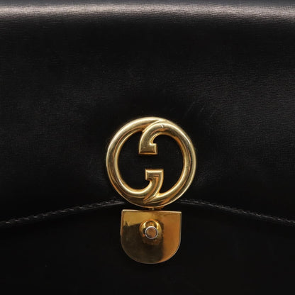 Gucci 1973 Flap Top Handle Bag Leather, BLACK, LEATHER, Handbag