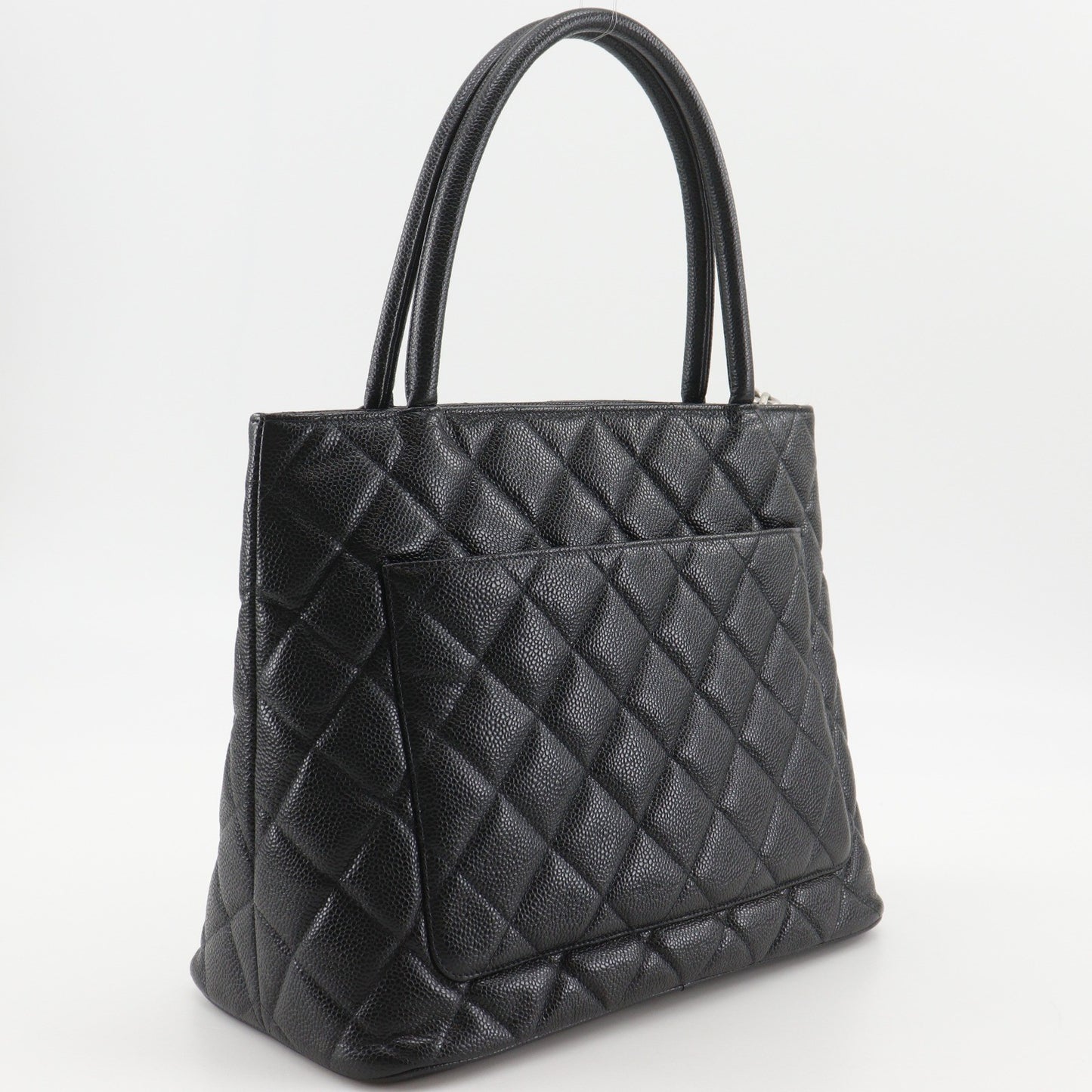 Chanel Medallion Tote Quilted Caviar, Black, Leather, Tote Bag