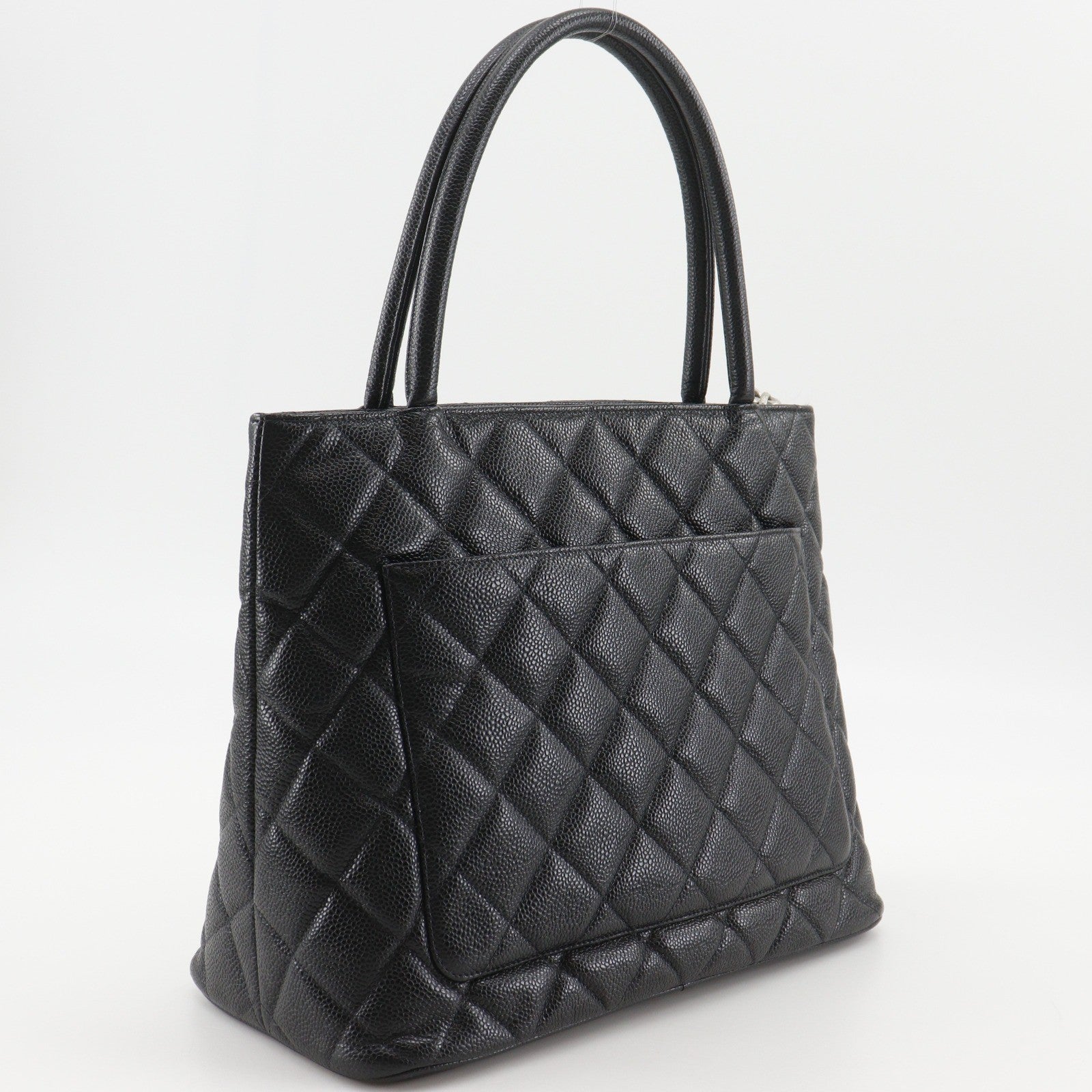 Chanel Medallion Tote Quilted Caviar, Black, Leather, Tote Bag