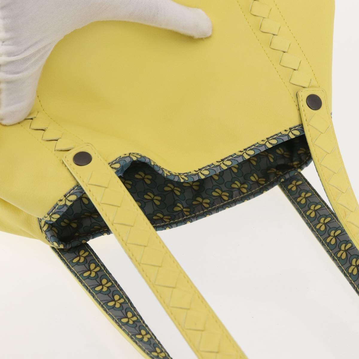 Bottega Veneta A-Shape Tote Leather with Intrecciato Detail, YELLOW, LEATHER, Shoulder bag