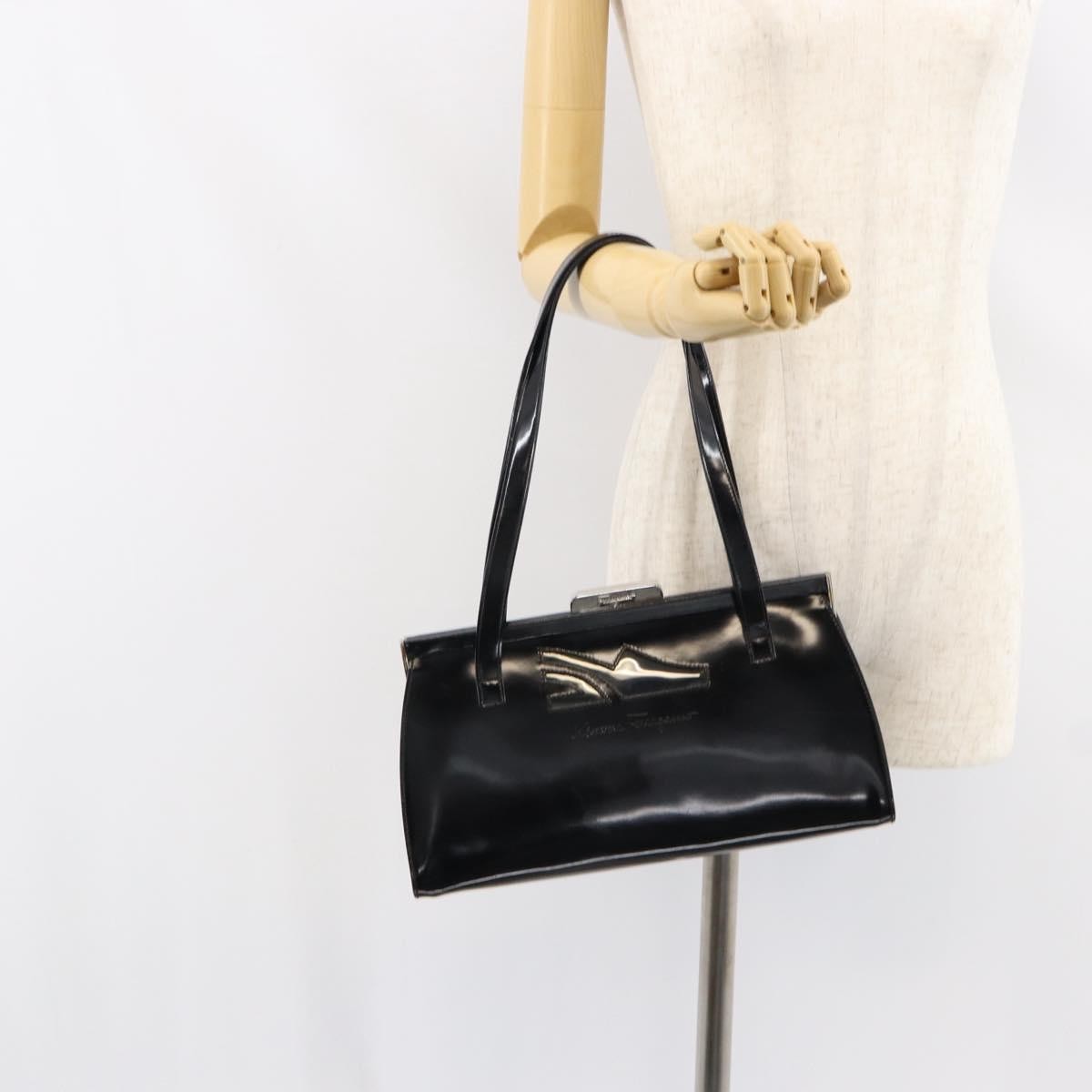 Salvatore Ferragamo Vintage Tote bag Patent Leather, BLACK, PATENT_LEATHER, Tote bag