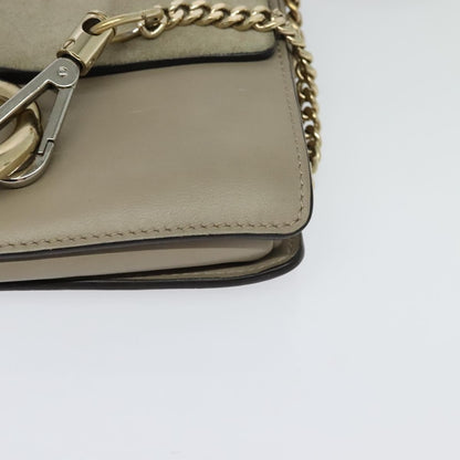 Chloe Faye Shoulder Bag Leather and Suede, BEIGE, LEATHER, Shoulder bag