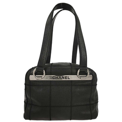 Chanel Square Stitch Shoulder Bag Quilted Caviar, BLACK, LEATHER, Shoulder bag