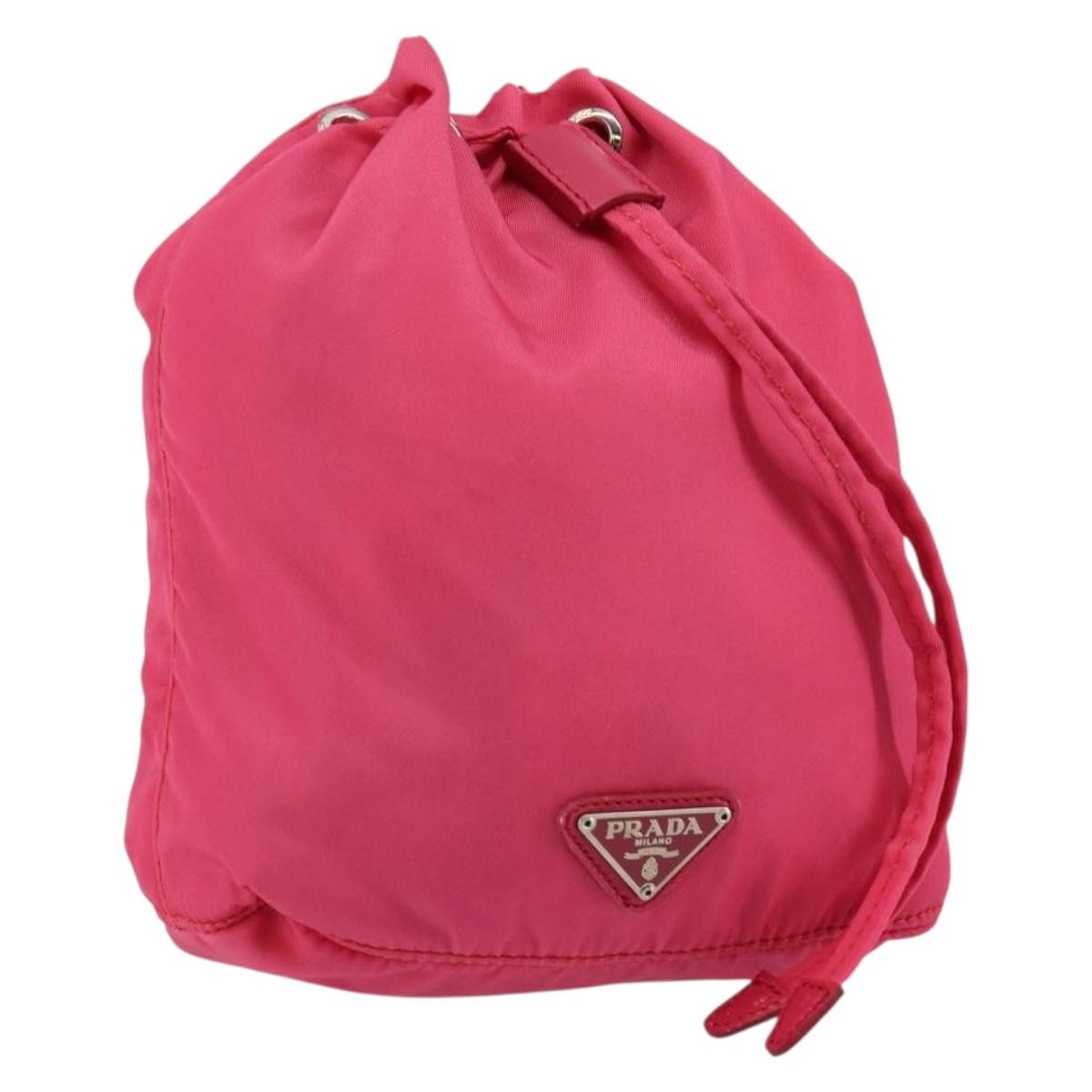 Prada Drawstring Wristlet Bucket Bag Tessuto, PINK, NYLON, Clutche & pouche