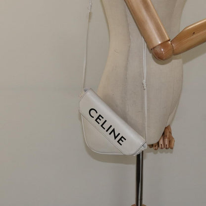 Celine Triangle Bag Leather, WHITE, LEATHER, Handbag
