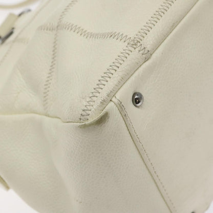 Chanel Square Stitch Shoulder Bag Quilted Caviar, WHITE, LEATHER, Shoulder bag