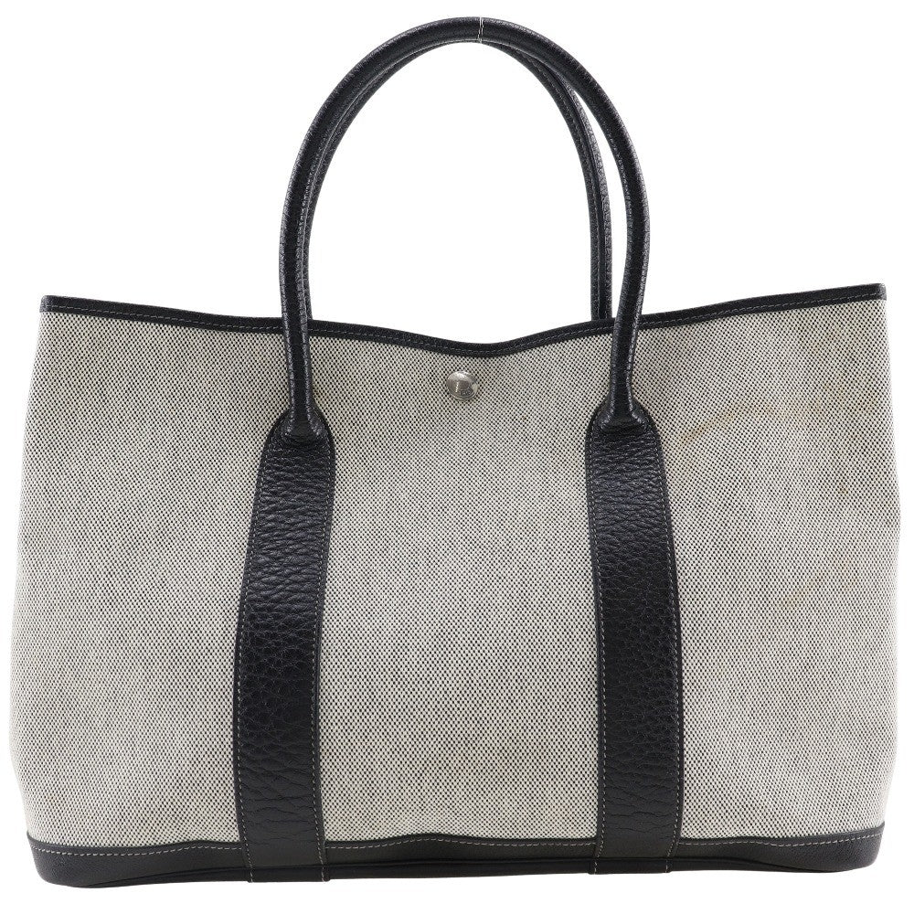 Hermes Garden Party Tote Toile and Leather, GRAY, CANVAS, Tote bag