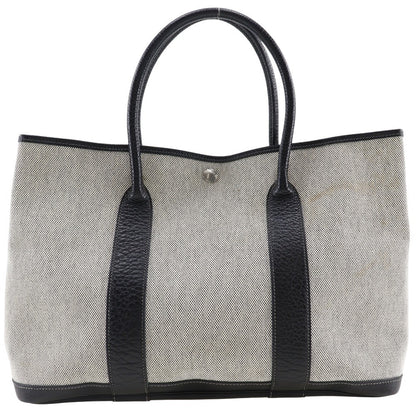 Hermes Garden Party Tote Toile and Leather, GRAY, CANVAS, Tote bag