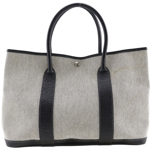 Hermes Garden Party Tote Toile and Leather, GRAY, CANVAS, Tote bag