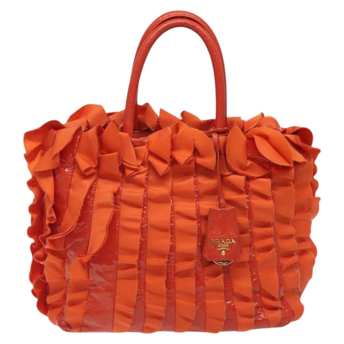 Prada Open Tote Ruffled Tessuto, ORANGE, NYLON, Handbag