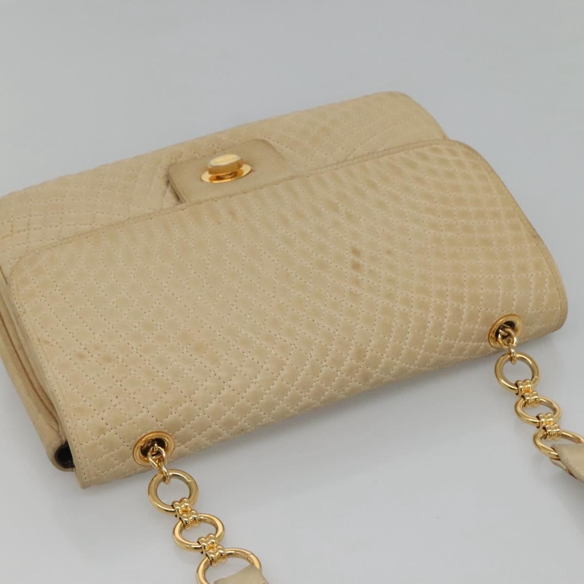 Bally Vintage Chain Shoulder Bag Quilted Leather, BEIGE, LEATHER, Shoulder bag