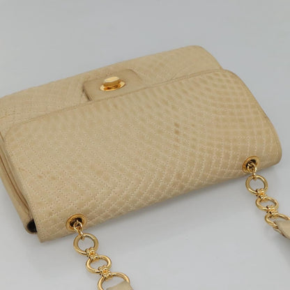 Bally Vintage Chain Shoulder Bag Quilted Leather, BEIGE, LEATHER, Shoulder bag