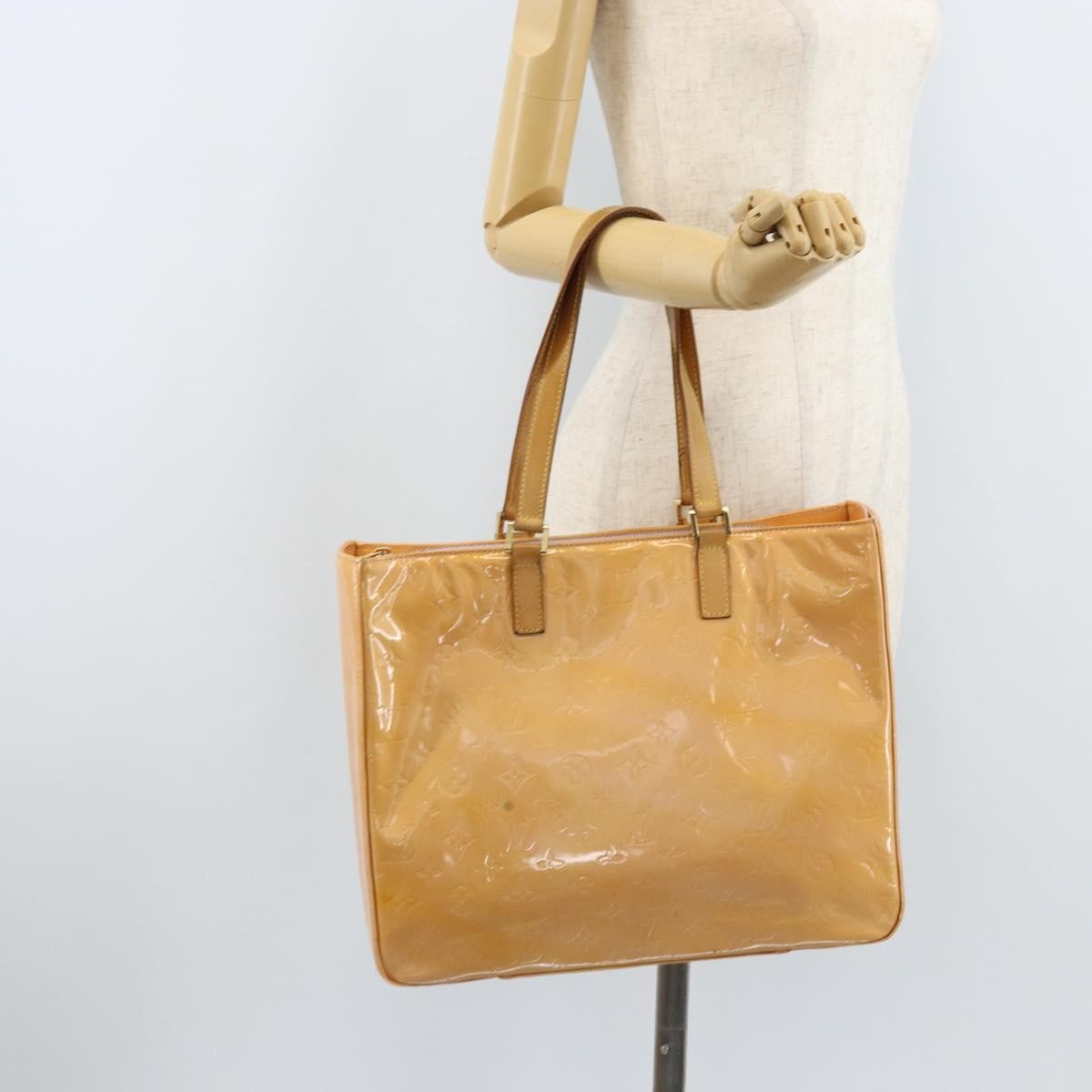 Louis Vuitton Columbus Handbag Monogram Vernis, Beige, Patent Leather, Tote Bag