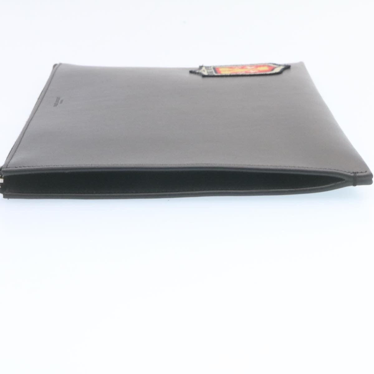 Saint Laurent Zip Pouch Leather, BLACK, LEATHER, Clutche & pouche