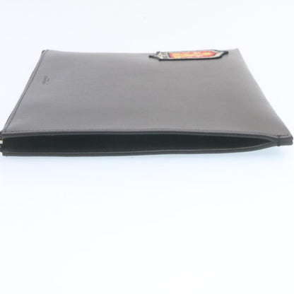 Saint Laurent Zip Pouch Leather, BLACK, LEATHER, Clutche & pouche