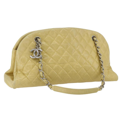 Chanel Just Mademoiselle Bag Quilted Aged Calfskin, YELLOW, LEATHER, Shoulder bag