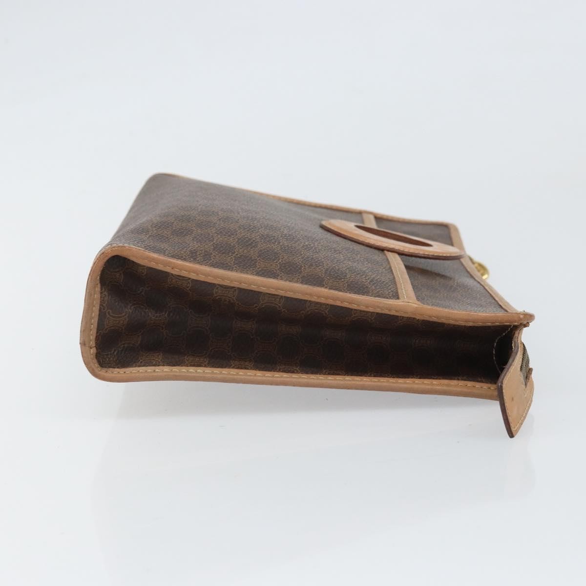 Celine Macadam Pochette Canvas and Leather, BROWN, CANVAS, Clutche & pouche