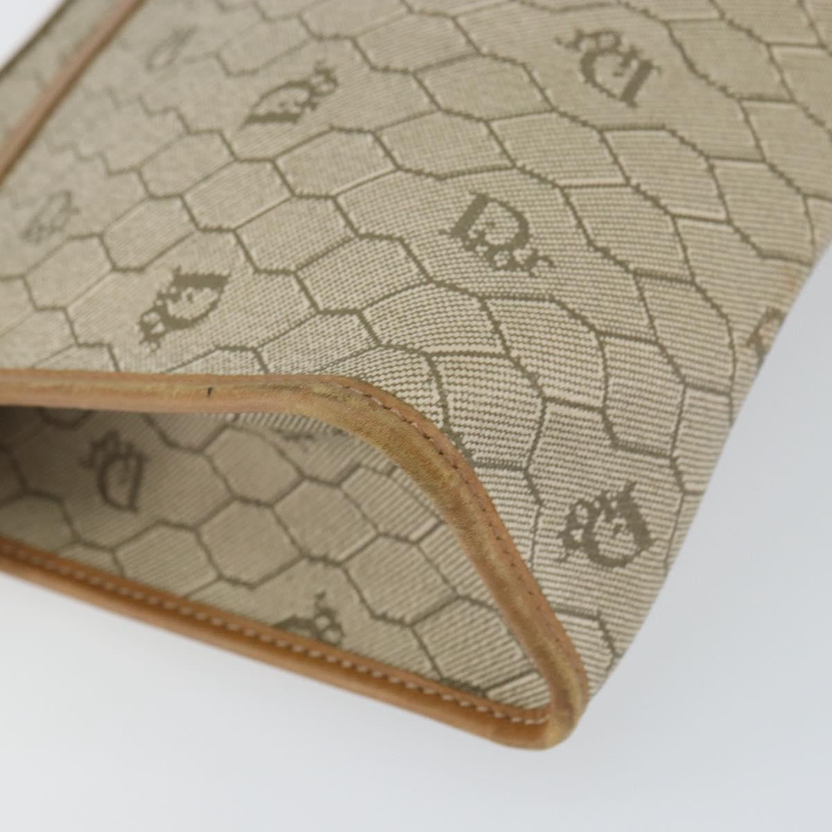 Christian Dior Vintage Honeycomb Zip Pouch Canvas and Leather, BEIGE, CANVAS, Clutche & pouche