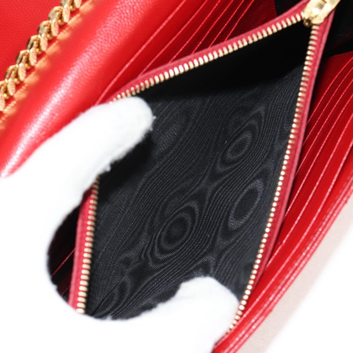 Saint Laurent Cassandra Wallet on Strap leather, RED, LEATHER, Shoulder bag