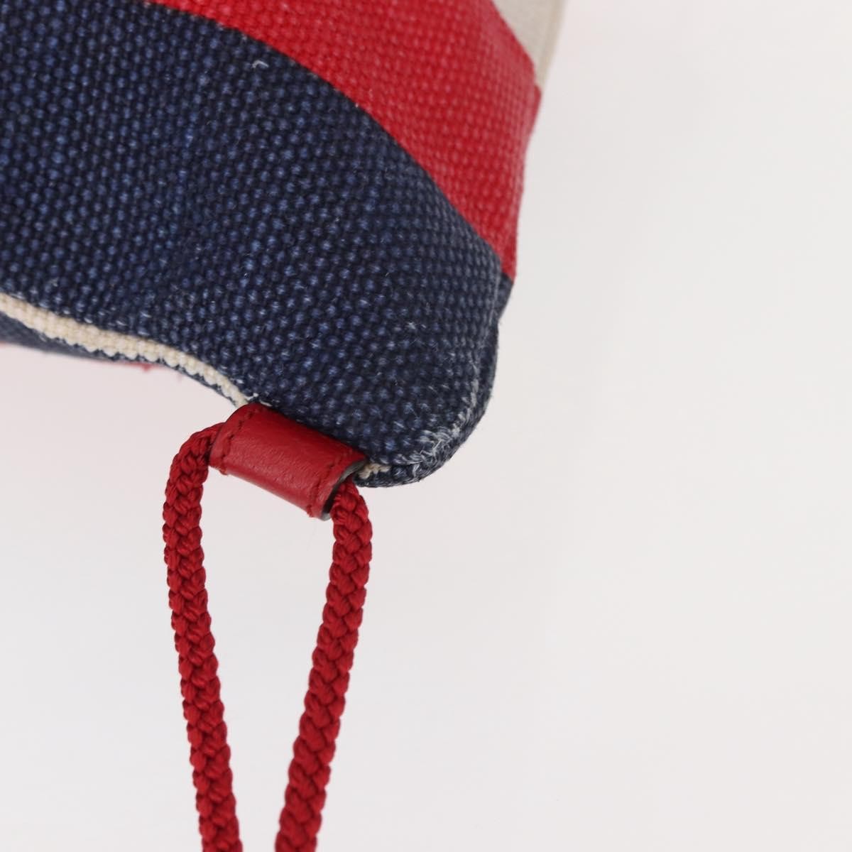 Gucci Logo Drawstring Backpack Striped Canvas, BLUE, CANVAS, Backpack