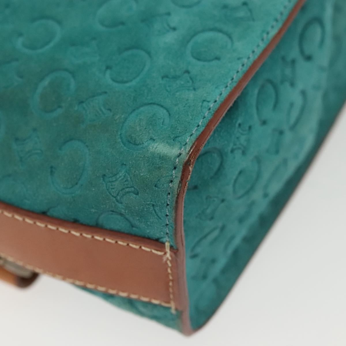 Celine Macadam Shoulder Bag Canvas, TURQUOISE, SUEDE, Shoulder bag