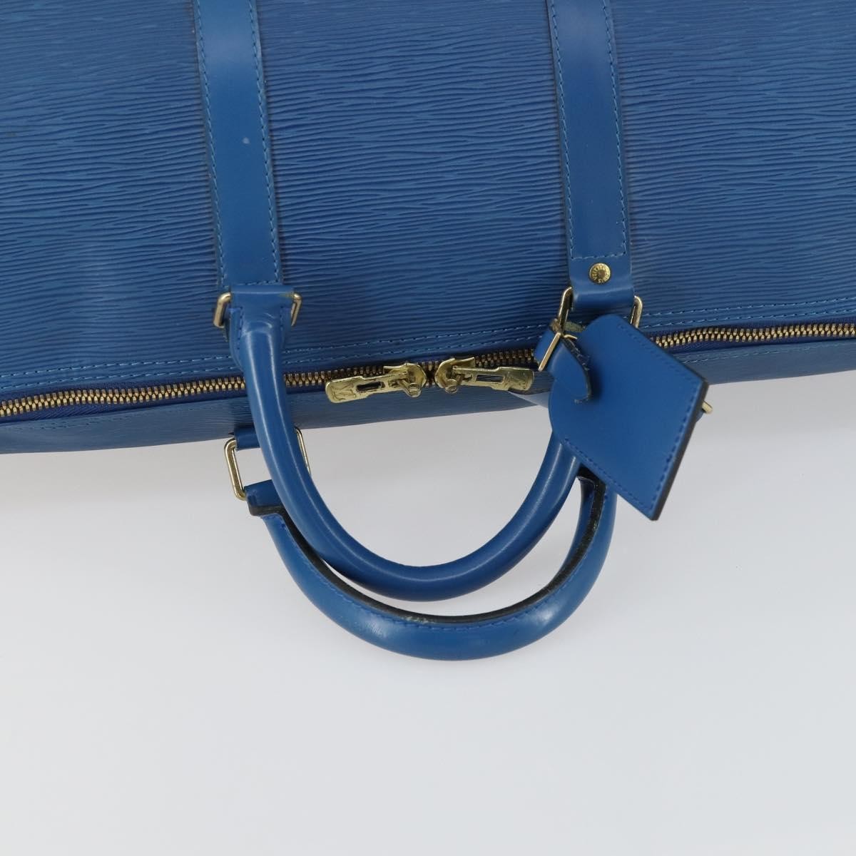 Louis Vuitton Keepall Bag Epi Leather, BLUE, LEATHER, Travel bag