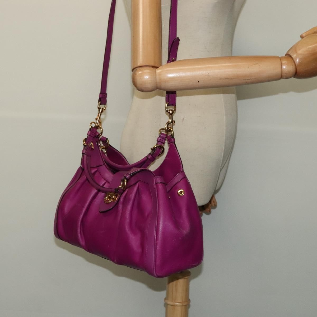 Salvatore Ferragamo Gancini handbag Leather, PURPLE, LEATHER, Handbag