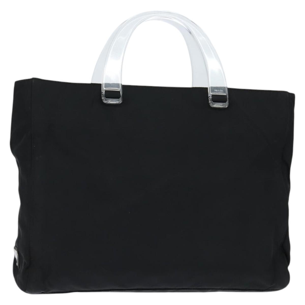 Prada Resin Handle Tote Tessuto, Black, Nylon, Tote Bag