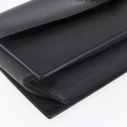 Salvatore Ferragamo Gancini handbag Leather, BLACK, LEATHER, Shoulder bag