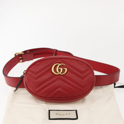 Gucci GG Marmont Belt Bag Matelasse Leather, RED, LEATHER, Clutche & pouche