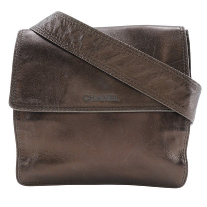 Chanel Vintage Shoulder Bag Leather, BROWN, LEATHER, Shoulder bag
