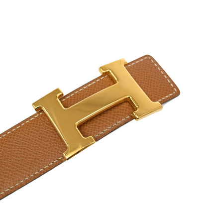 Hermes Constance Reversible Belt Leather, BROWN, LEATHER, Belts
