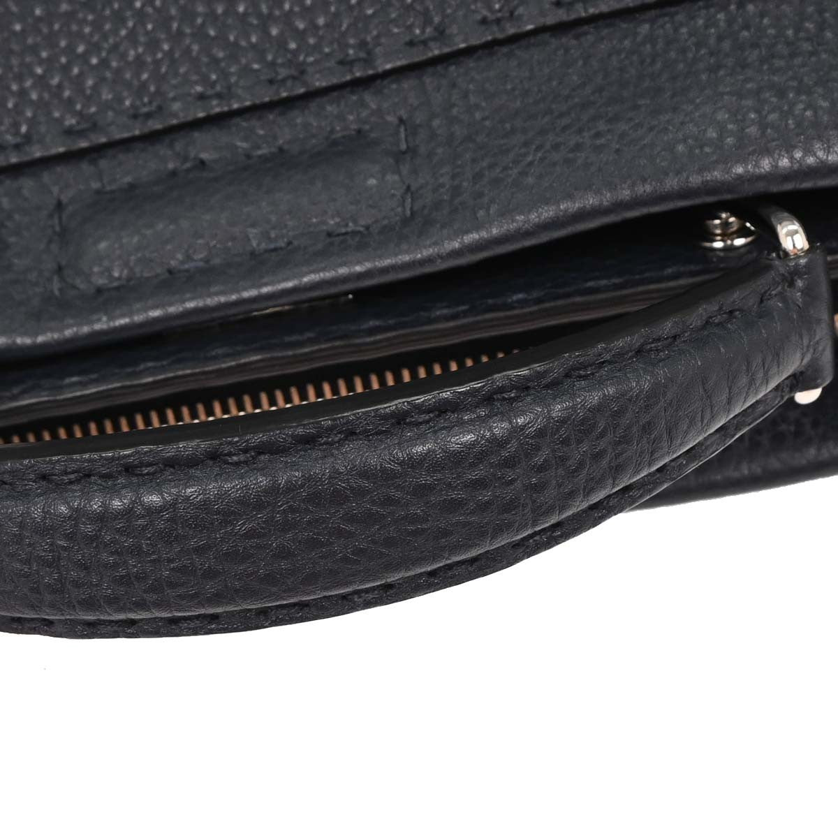 Fendi Faces Selleria Peekaboo Bag Leather, GRAY, LEATHER, Handbag