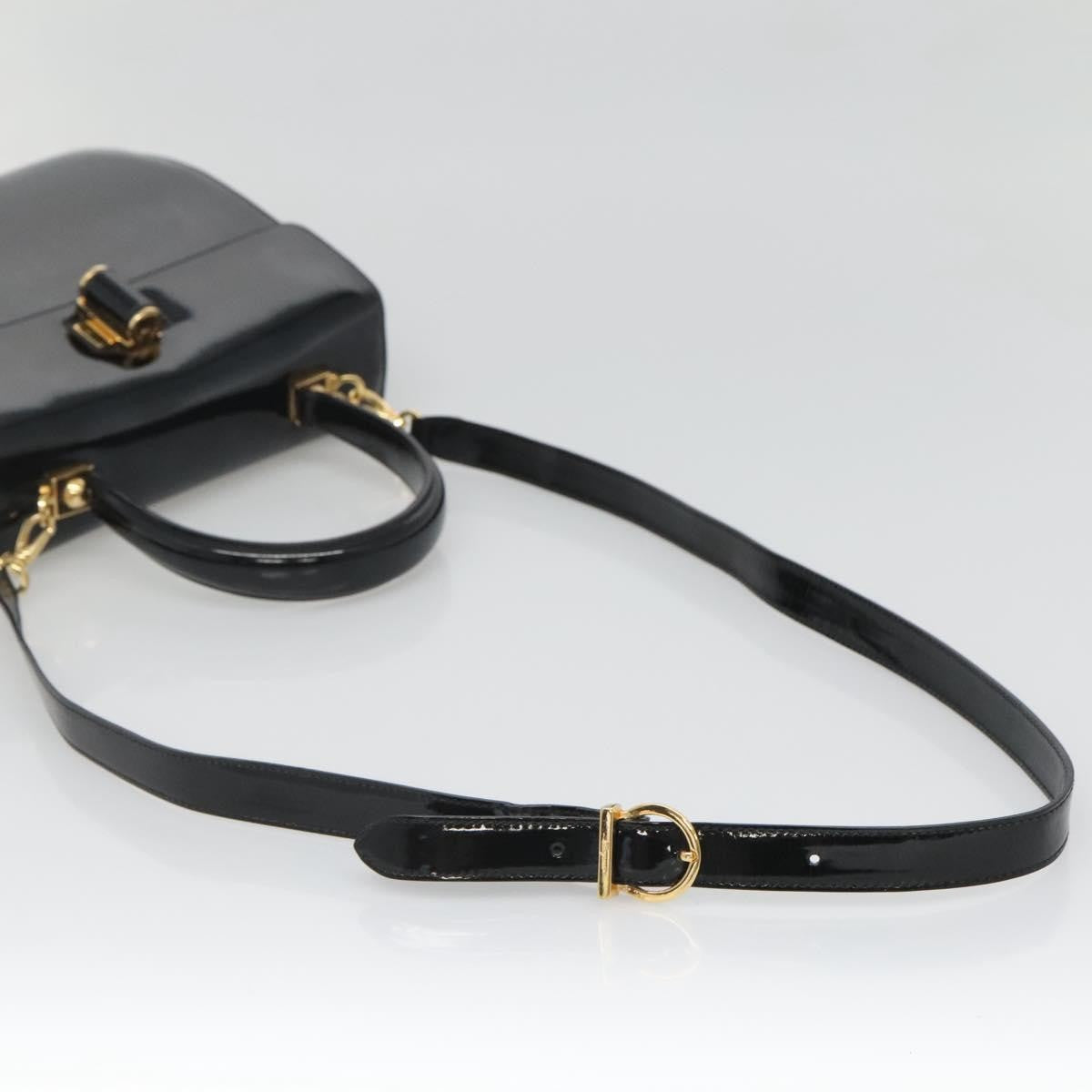 Salvatore Ferragamo Gancini handbag Patent leather, BLACK, PATENT_LEATHER, Handbag