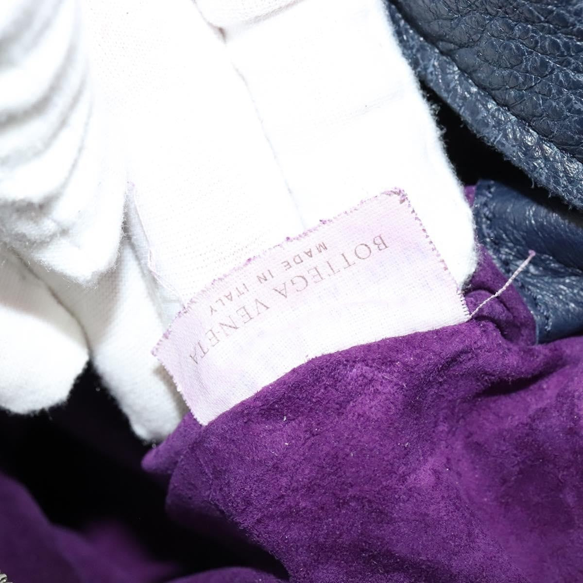 Bottega Veneta Open Hobo Cervo with Intrecciato Detail, NAVY, LEATHER, Shoulder bag