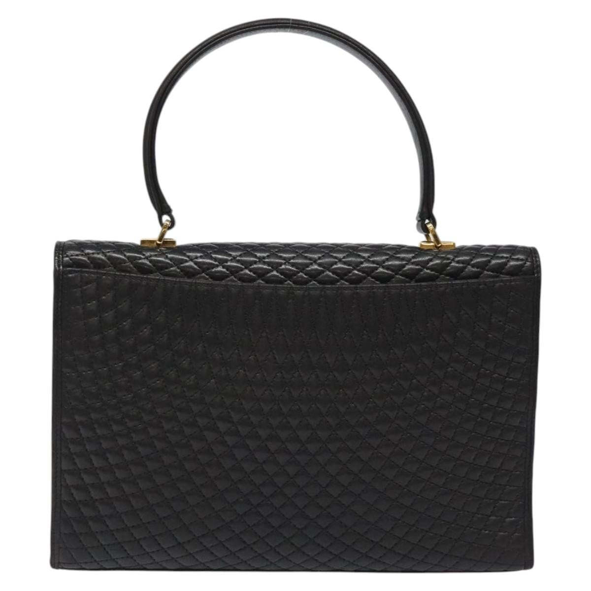 Bally Vintage Handbag Quilted Leather, BLACK, LEATHER, Handbag