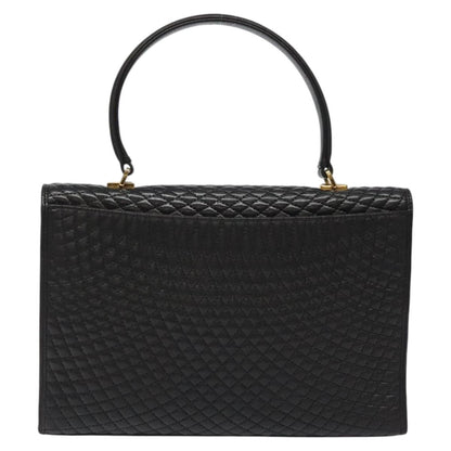 Bally Vintage Handbag Quilted Leather, BLACK, LEATHER, Handbag