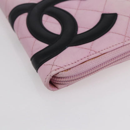 Chanel Cambon Zip Around Wallet Quilted Lambskin, PINK, LEATHER, Wallets