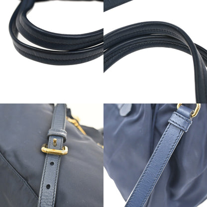 Prada Zip Convertible Shopping Tote Tessuto with Saffiano Leather, NAVY, NYLON, Handbag