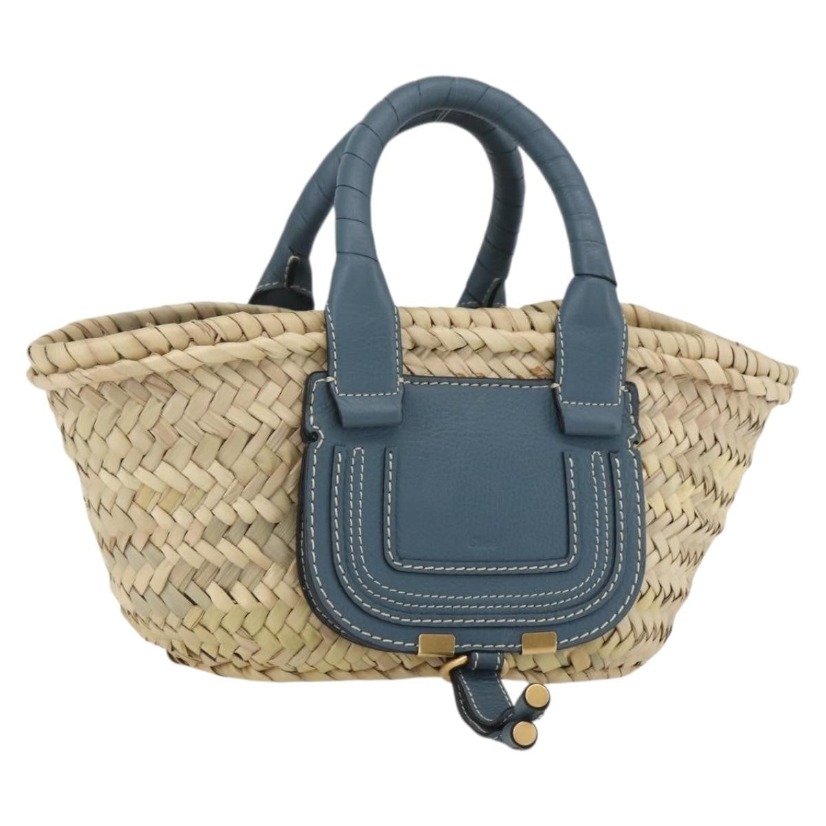 Chloe Marcie Basket Bag Raffia, Beige, Wicker, Tote Bag