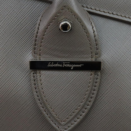 Salvatore Ferragamo Flap Satchel Saffiano Leather, SILVER, LEATHER, Handbag