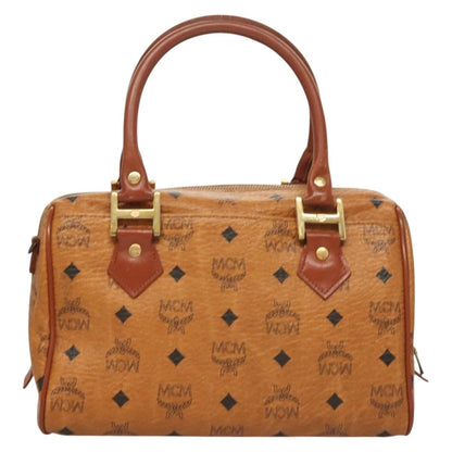 MCM Visetos Handbag Canvas and Leather, BROWN, CANVAS, Handbag