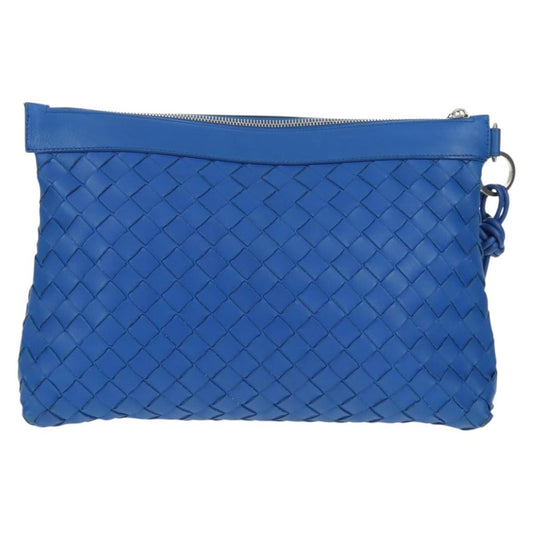 Bottega Veneta Zip Pouch Intrecciato Nappa, BLUE, LEATHER, Clutche & pouche